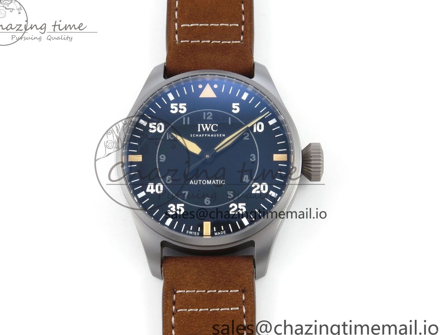 MIROTIME 0417 Big Pilot IW329701 M+F 1:1 Best Edition Black Dial on Brown Leather Strap MY RelaxedFit 7005